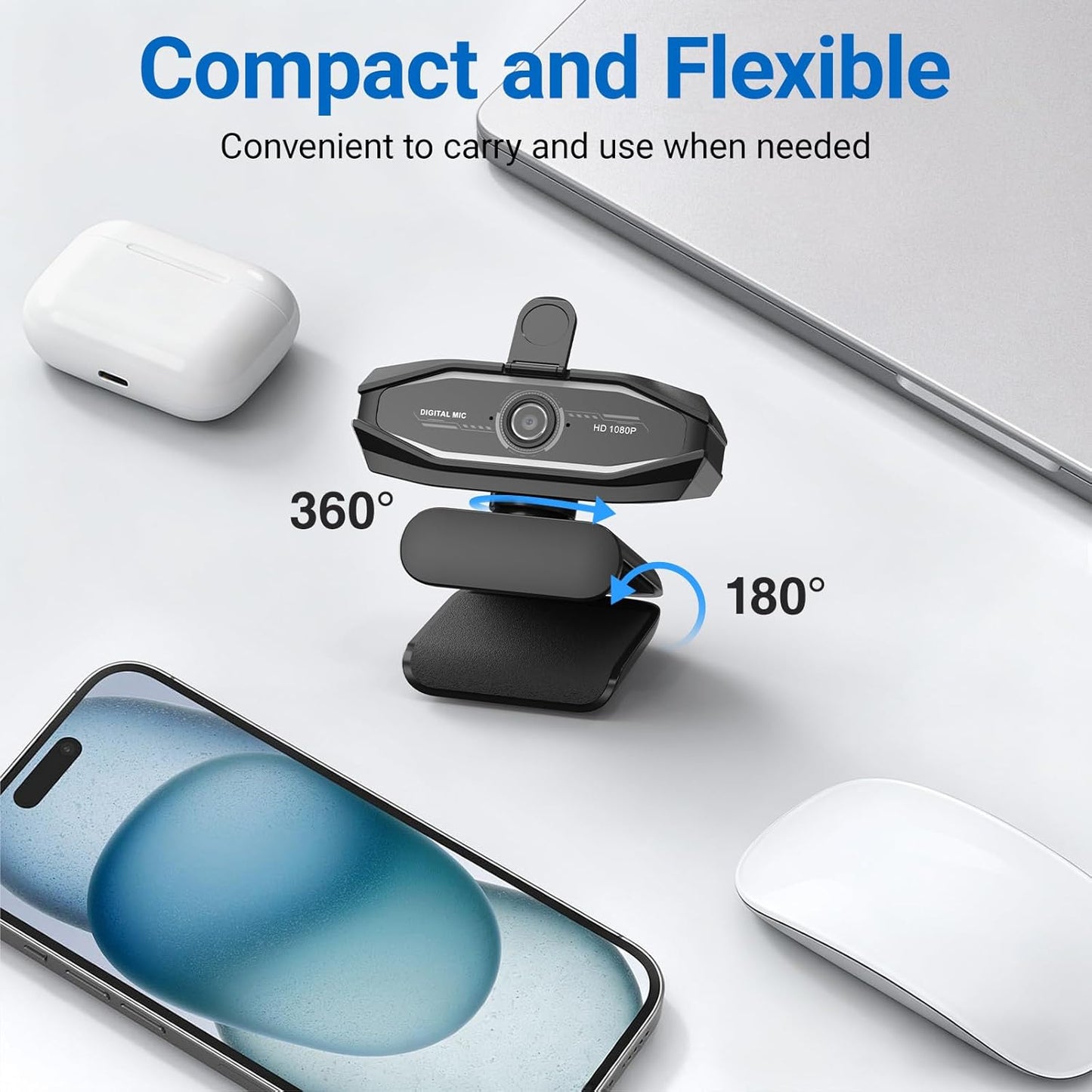 SweetLink 1080P Streaming Camera Webcam with Microphone and RGB Light,USB Computer Camera,Privacy Cover,Plug & Play USB
