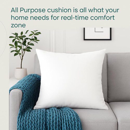 LANE LINEN Throw Pillow Insert - Pack of 2 White 16x16 Inserts for Decorative Couch Pillows