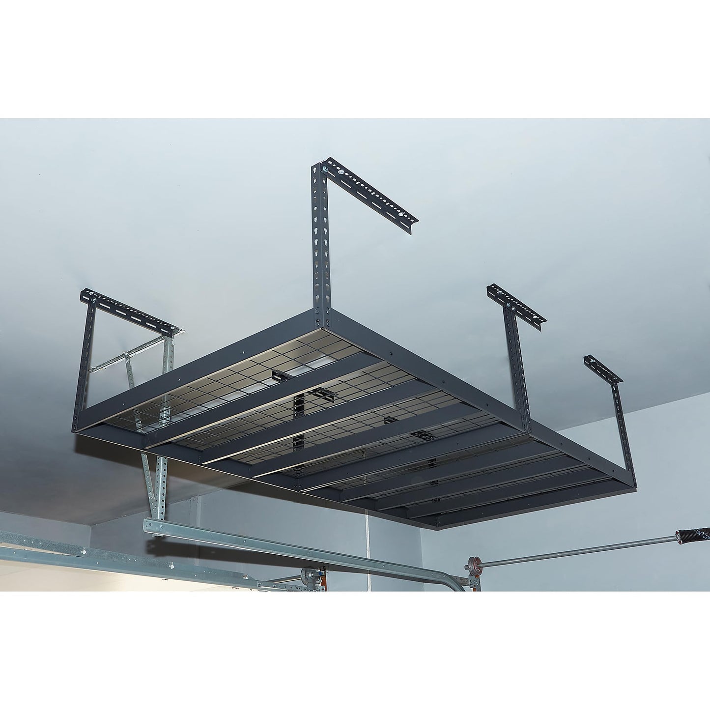 Klutch Overhead Garage Storage Rack — Adjustable Height, 96in.L x 48in.D x 23–37in.H
