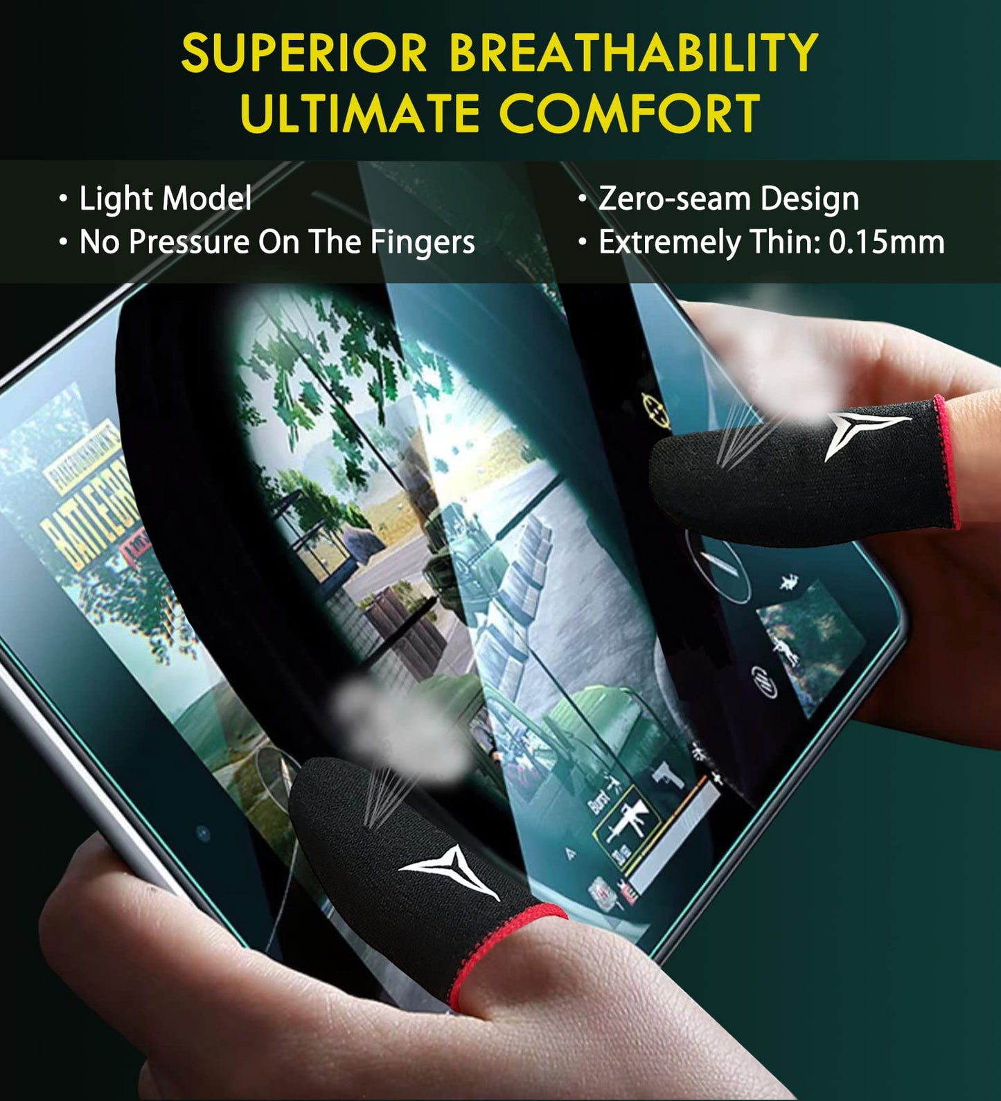15 Pack 3 Colors E-Sports Light Model Gaming Finger Sleeves, 0.15mm Superconducting Nanofibers, Smooth Feel, Anti-Sweat, Extremely Thin, Fit All Touchscreen Devices