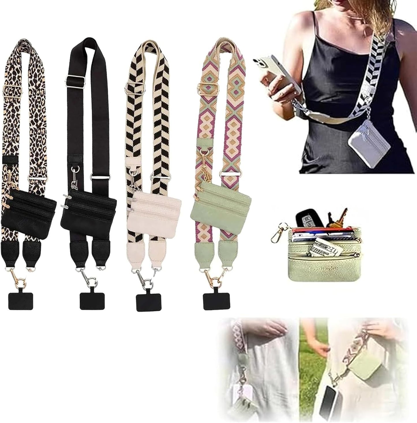 Adjustable Crossbody Phone Holder for Women - Stylish Pouch with Zipper