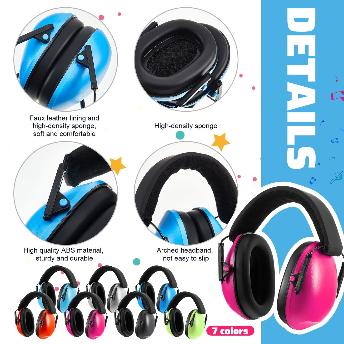 Amylove 24 Pcs Kids Ear Protection Noise Cancelling Headphones Noise Reduction Ear Muffs 27dB Hearing Protection (7 Colors)