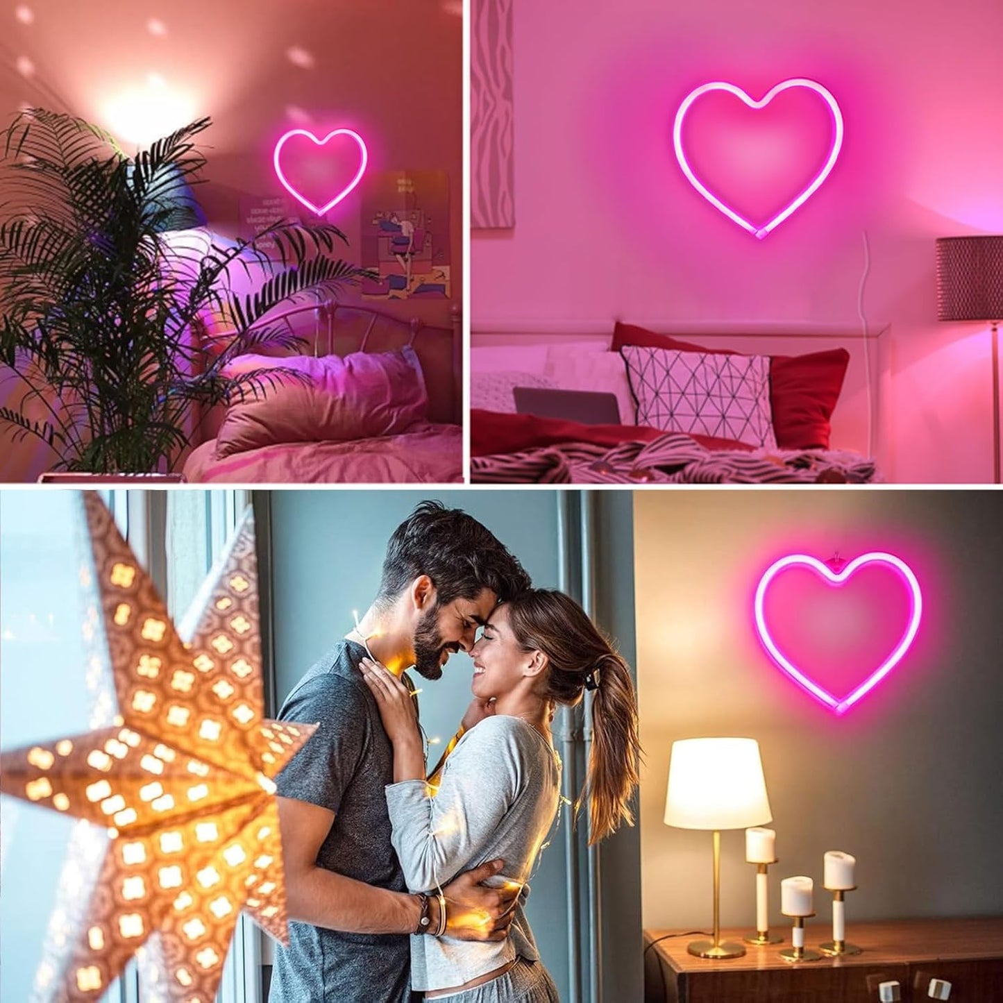 Skiennix Pink Heart Neon Sign - Battery Operated LED Heart Light for Valentine's Day Decor | Perfect Gift for Wife, Anniversary, or Mother's Day