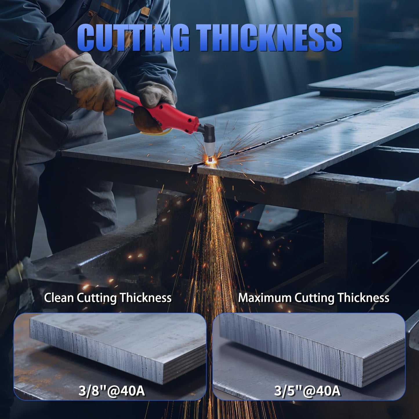 FLARING 240V Plasma Cutter With Built In Air Compressor 45A IGBT Inverter Digital Plasma Cutting Machine, 3/8 Inch Clean Cut And 5/8 Inch Max Cut High Frequency (No External Compressor Needed)