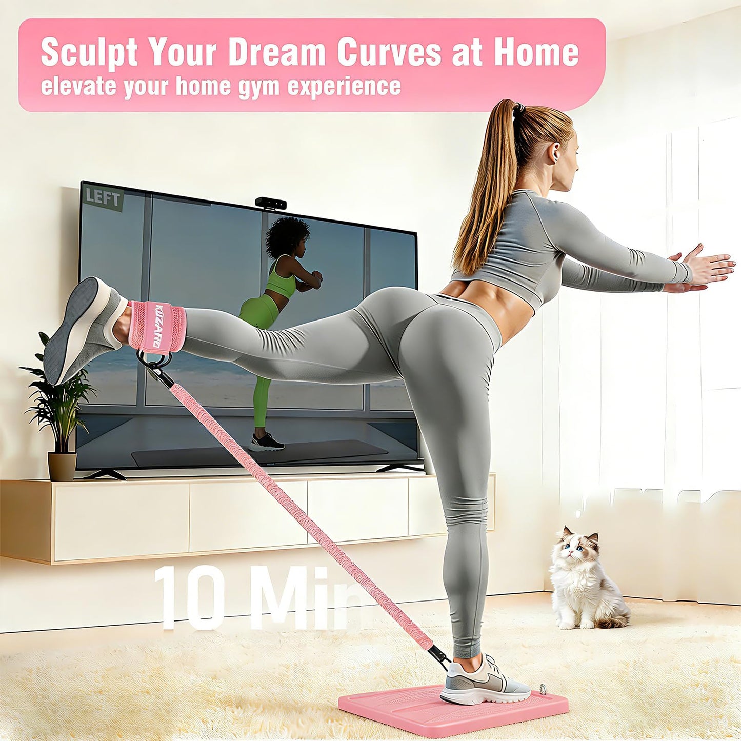 Glute Workout Equipment, Leg & Hip Exercise Equipment for Women, Resistance Bands with Ankle Straps & Exercise Board for Home Gym Fitness, Kickbacks, Hip Thrusts, Lower Body Training