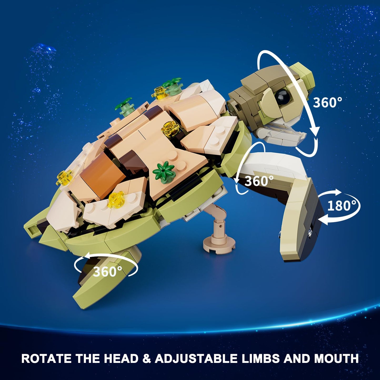 FUNWHOLE Turtle Reef Dream Lighting Building-Bricks Set - 835 Pcs Ocean Plants Collection Ideas Set for Adult and Teens