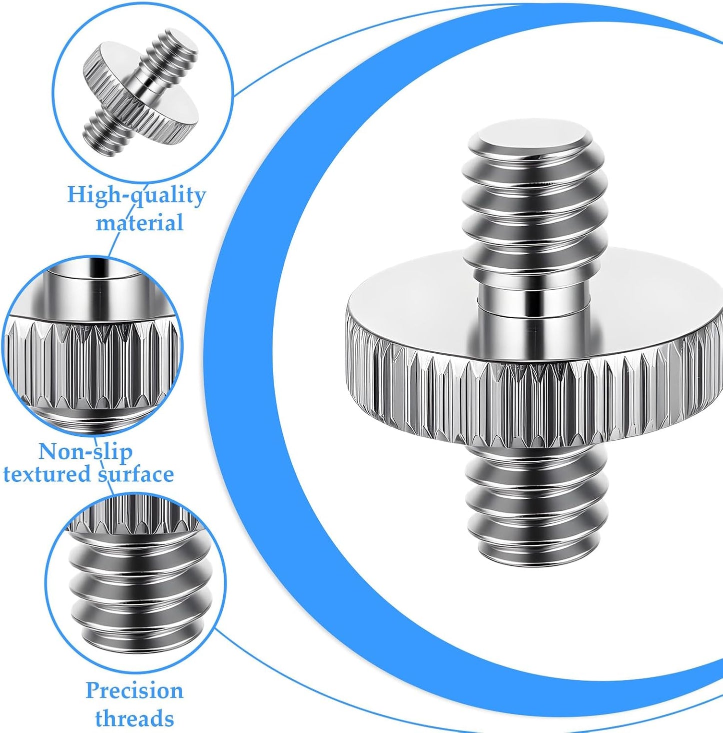 Alrhso 1/4" 1/4" 5 Pack Male to Male Camera Threaded Tripod Screw Adapter Double Head Stud Standard Tripod Adapter