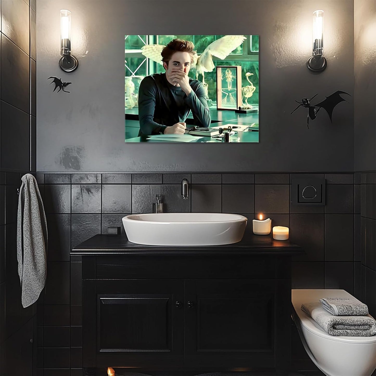 Skiennix Funny Framed Canvas Wall Art - Humorous Twilight Saga Poster Print for Bathroom | 11 x 14 in