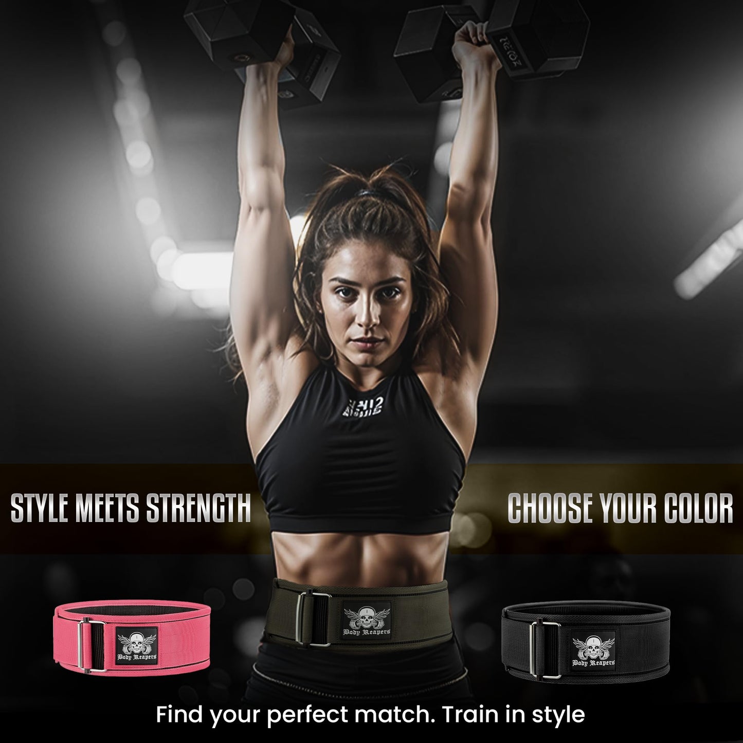 BodyReapers Nylon Auto-Locking Weight Lifting Belt, 4" Weightlifting Belt For Fitness, Weight Lifting, Olympic Lifting - Adjustable Deadlift Belt, Squat Belt - Workout Belt For Men & Women
