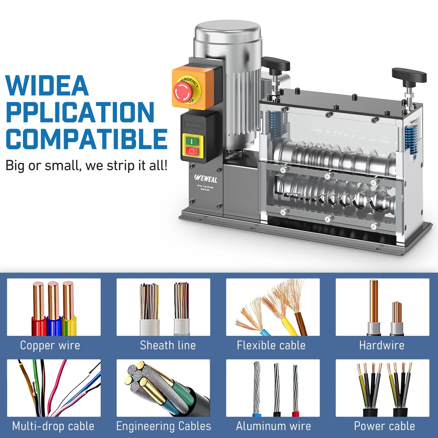 Automatic Wire Stripper Machine, 0.06''-1.5'' Heavy-duty Electric Cable Stripper, Wire Stripping for Recycling Copper