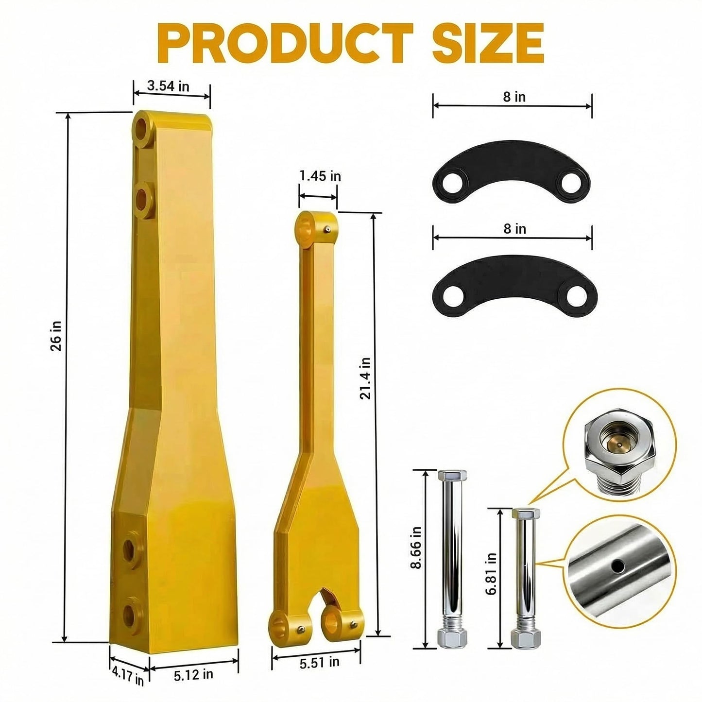 Upgrade 26" Mini Excavator Boom Extension, Arm Extension for 0.8-2 Ton Mini Excavator, 6mm Thickened Bushing-Free Boom with Oil Passage, Quick-Release, Extended Reach, No Deformation and Breaking