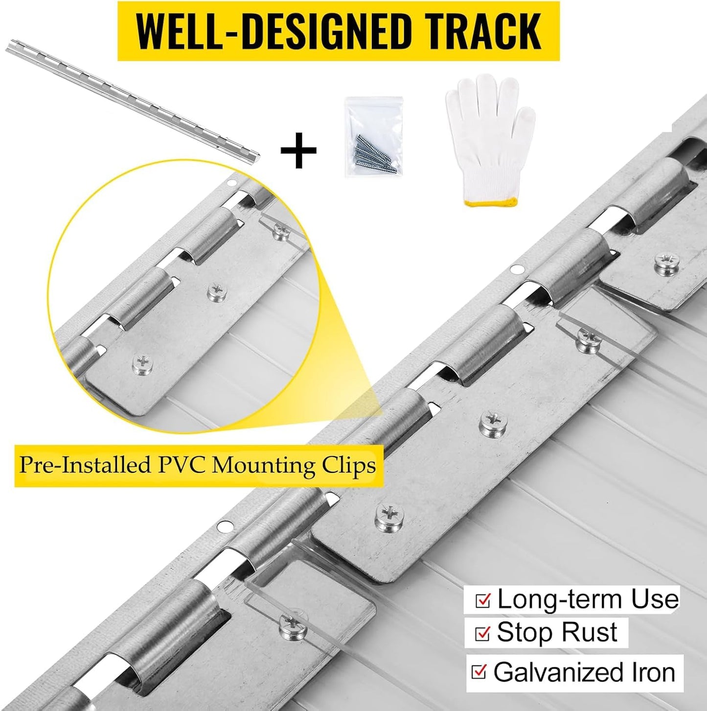 Acepunch PVC Strip Door Curtain Kit – 84" x 96" (7 x 8 ft), Clear Heavy Duty Vinyl Strips, Waterproof Insulated Barrier for Walk-in Freezers, Warehouse, Garage, Commercial Use 1173