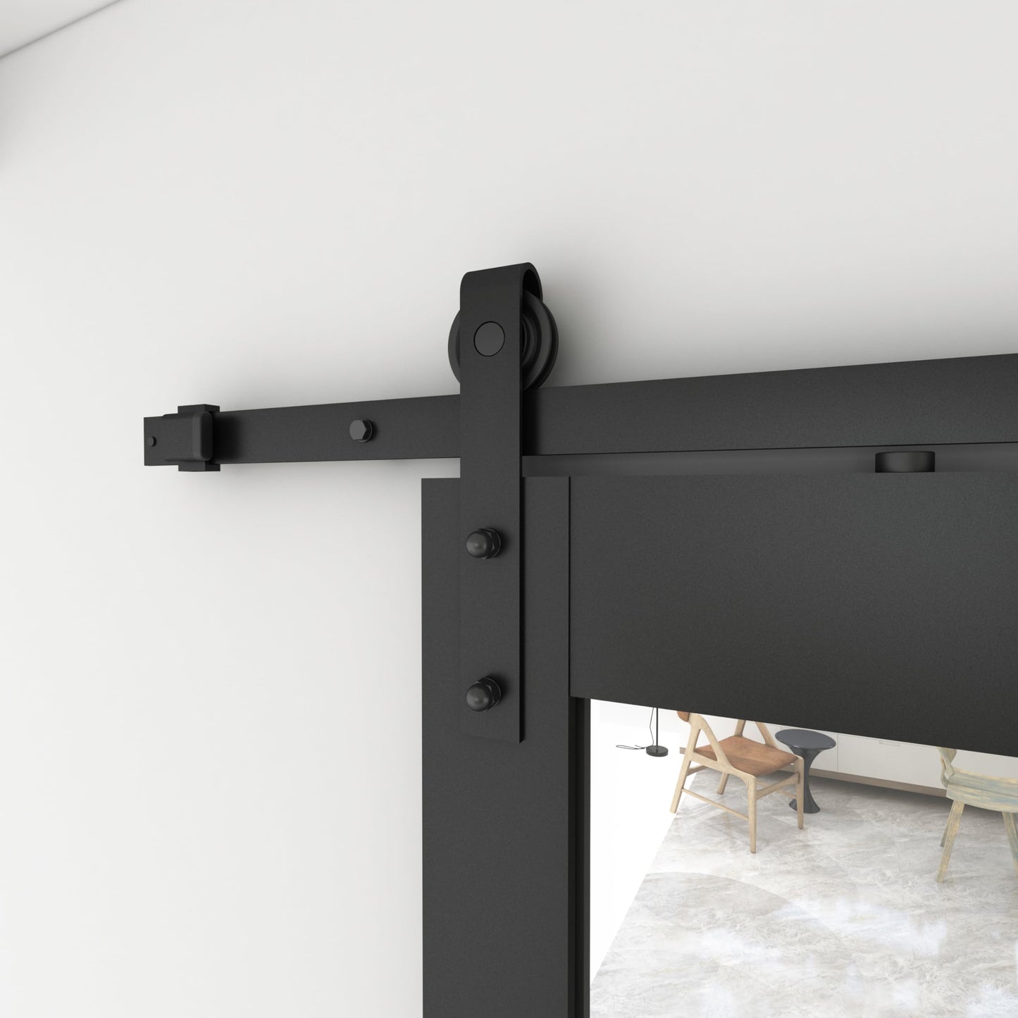 36 in. x 84 in. Mirrored Glass Black MDF Interior Sliding Barn Door with Hardware Kit and Door Handle