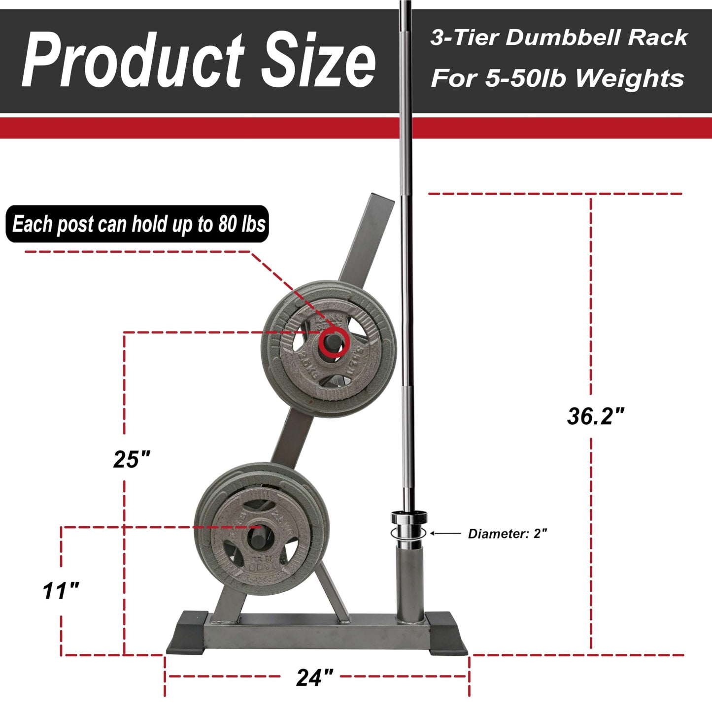VIODEX 3 Tier Multifunctional Dumbbells Weights Barbells Rack, 1100 lbs Weight Capacity (Rack Only)