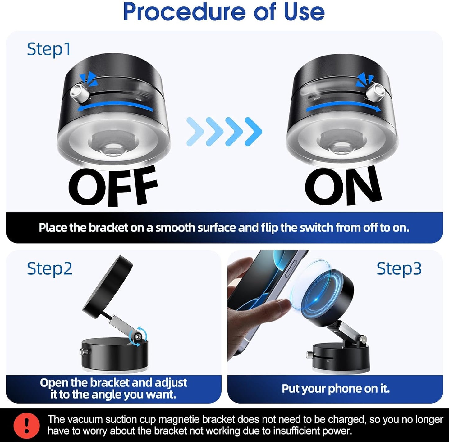 Ankndo Vacuum Suction Phone Holder-Vacuum Magnetic Phone Mount Suction Cup Car Phone Holder Suction Phone mount Use on