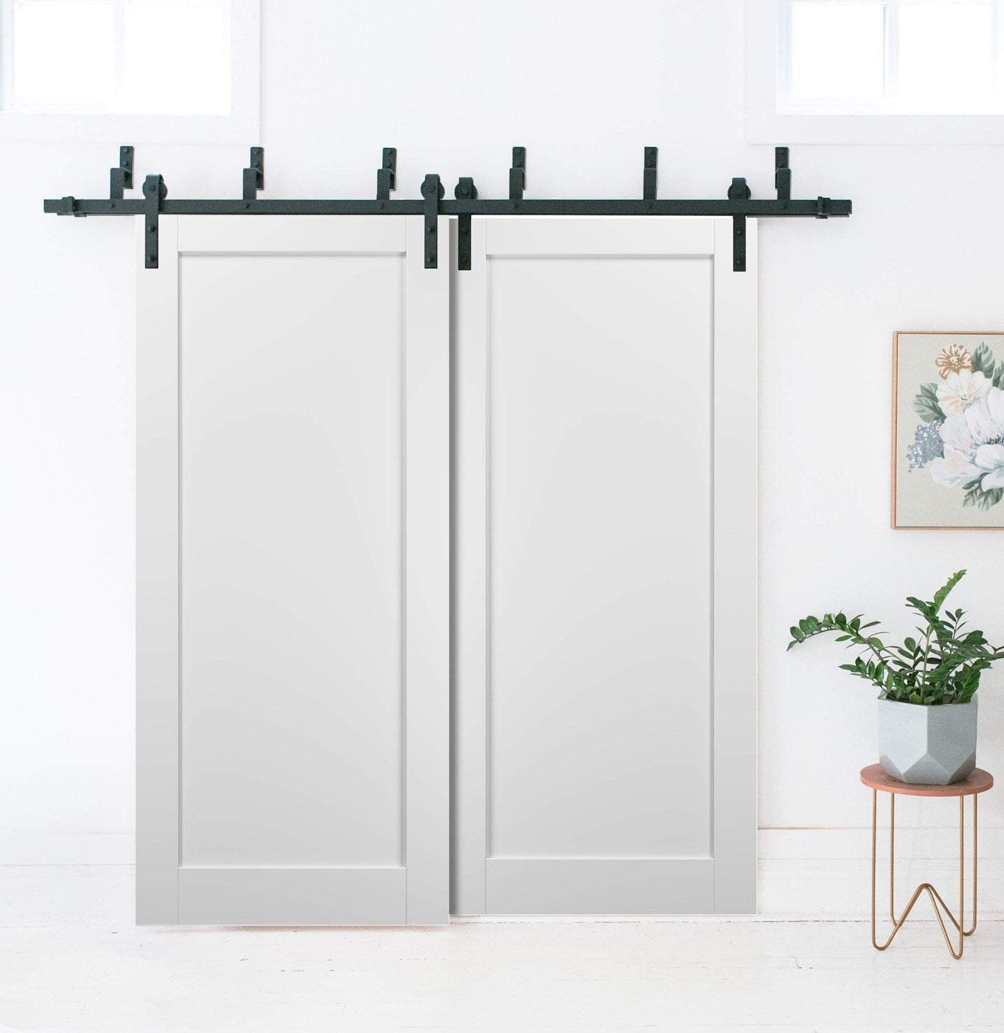 SARTODOORS Slab Barn Door Panel | Quadro 4111 White Silk | Sturdy Finished Wooden Modern Doors | Pocket Closet Sliding-30 x 80"