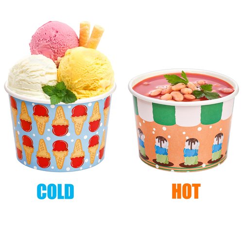 Cididu 240 Pack Paper Ice Cream Cups, 8 Oz Disposable Dessert Snack Bowls, Parties Suppliers Treat Cups for Hot and Cold Food, Soup, Sundae, Fruits, Frozen Yogurt, Summer Birthday Party Picnic
