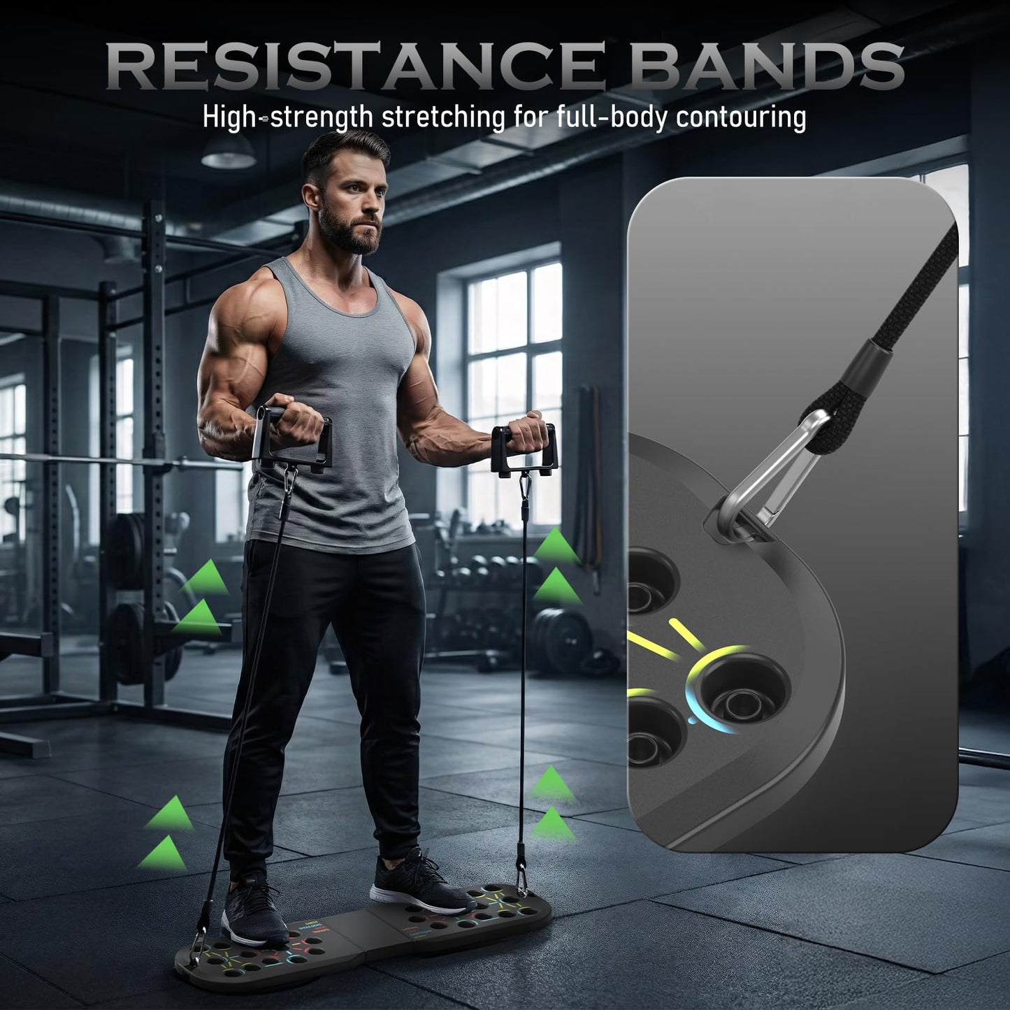 Push Up Board Fitness, Workout Home Gym Equipment, 20 in 1 Exercise Pushup Bar Handles for Floor, Strength Training Equipment for Men