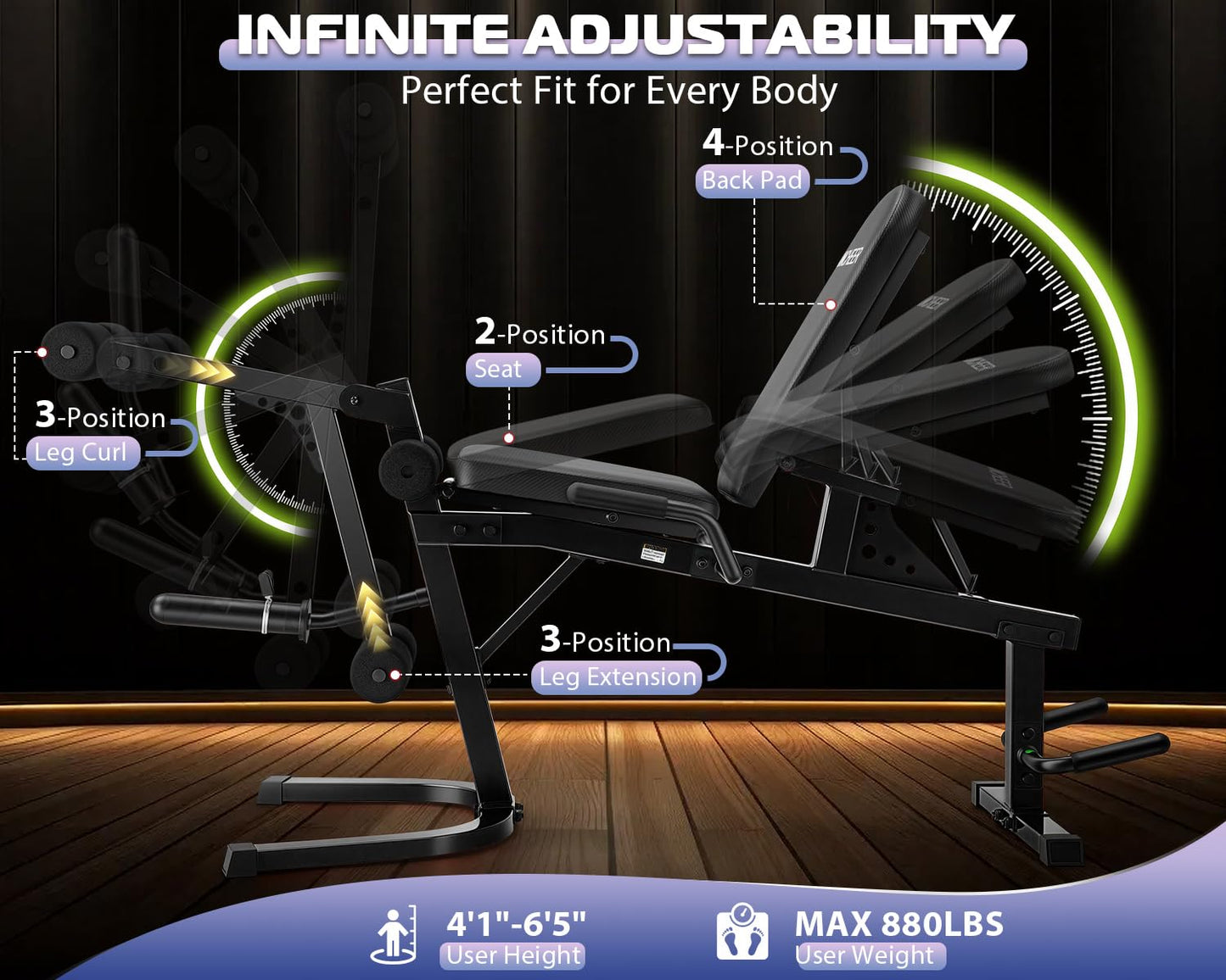 ANCHEER Leg Extension and Curl Machine, 880LBS Adjustable Leg Extension Machine, 4 in 1 Seated & Lying Leg Curl Machines for Home Gym Workout Equipment, Leg Exercise Weight Machine with Cable System