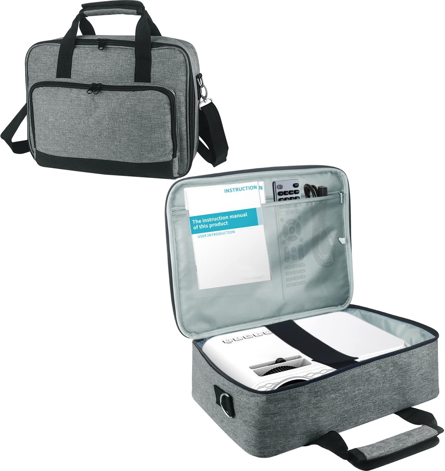 Boczif Projector Case, Portable Storage Travel Case with Laptop Compartment & Adjustable Shoulder Strap for Mini