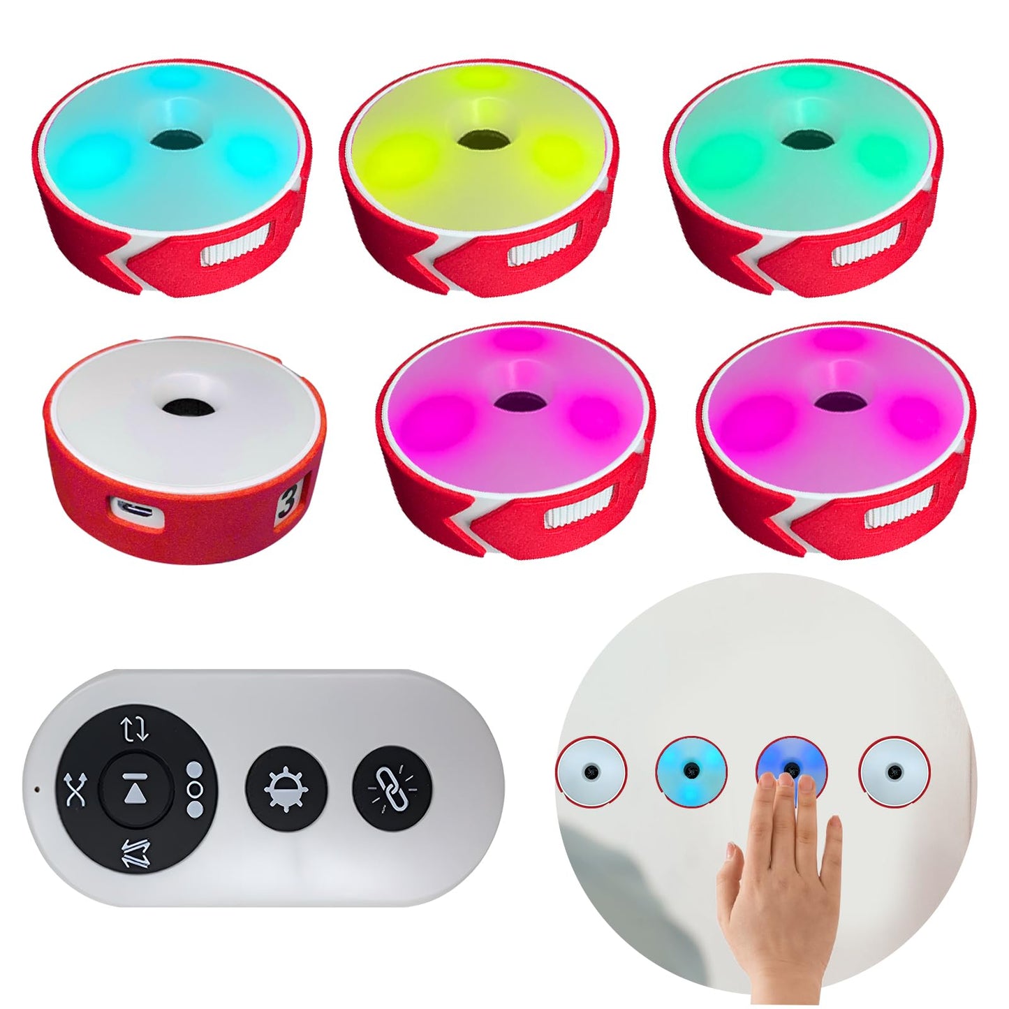 SYWAN Agility Training Lights, Reaction Training Light of 6PCS Sport Agility Light USB Charging, Last 10 Hours, 10cm Height Sensing Distance, 4 Light Color, 4 Mode, 270 Degree Viewable Angle