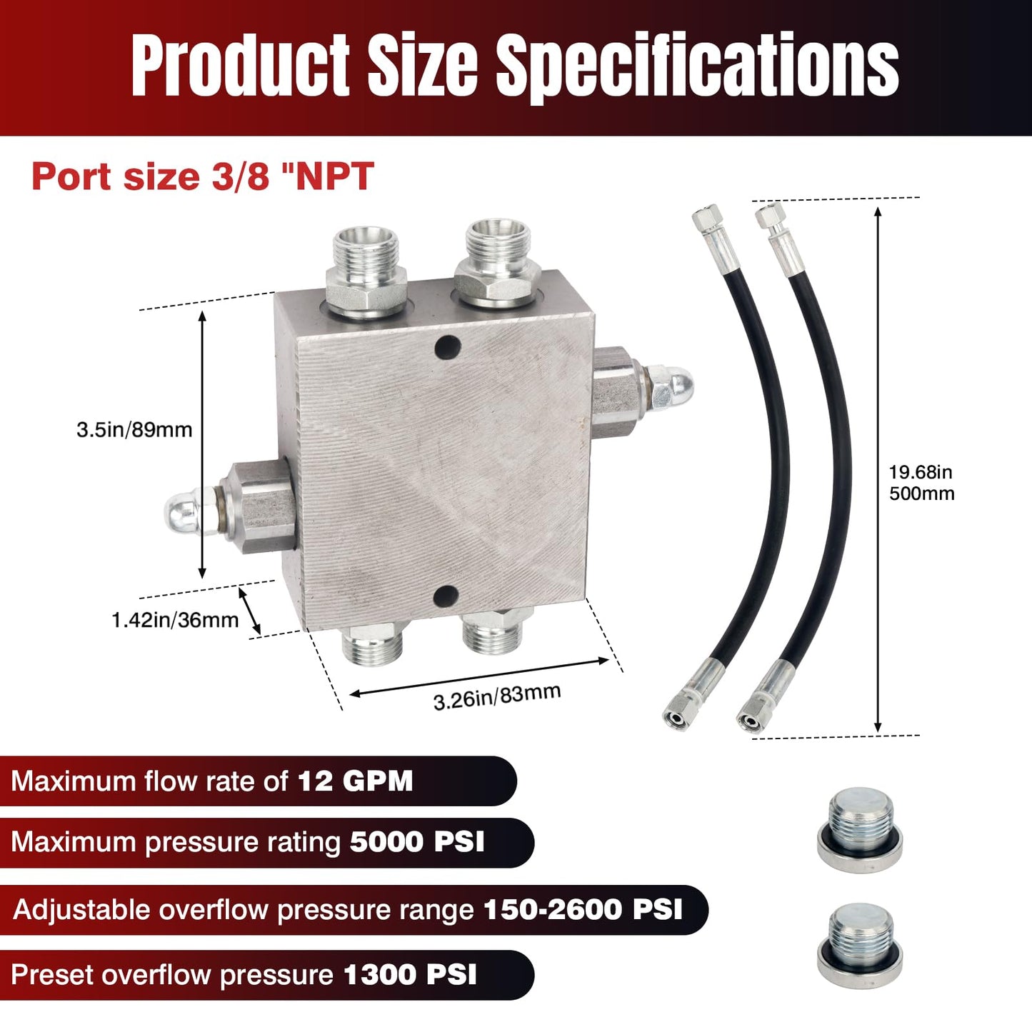 Mini Excavator Cushion Valve Kit, Complete Swivel Motor Assembly, 3/8" NPT, Heavy Duty Replacement Parts for Mini Excavators