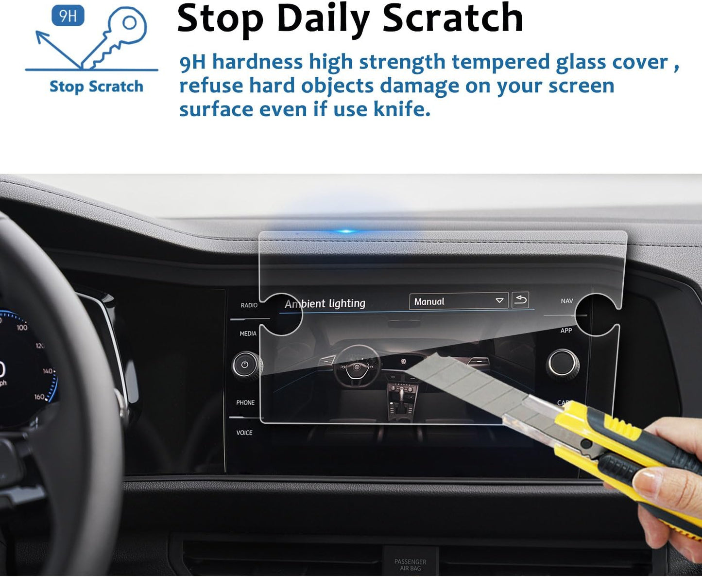 2019 2020 2021 2022 2023 2024 8-Inch 8-Inch LFOTPP Car Navigation Screen Protector for Jetta GLI Clear Tempered Glass