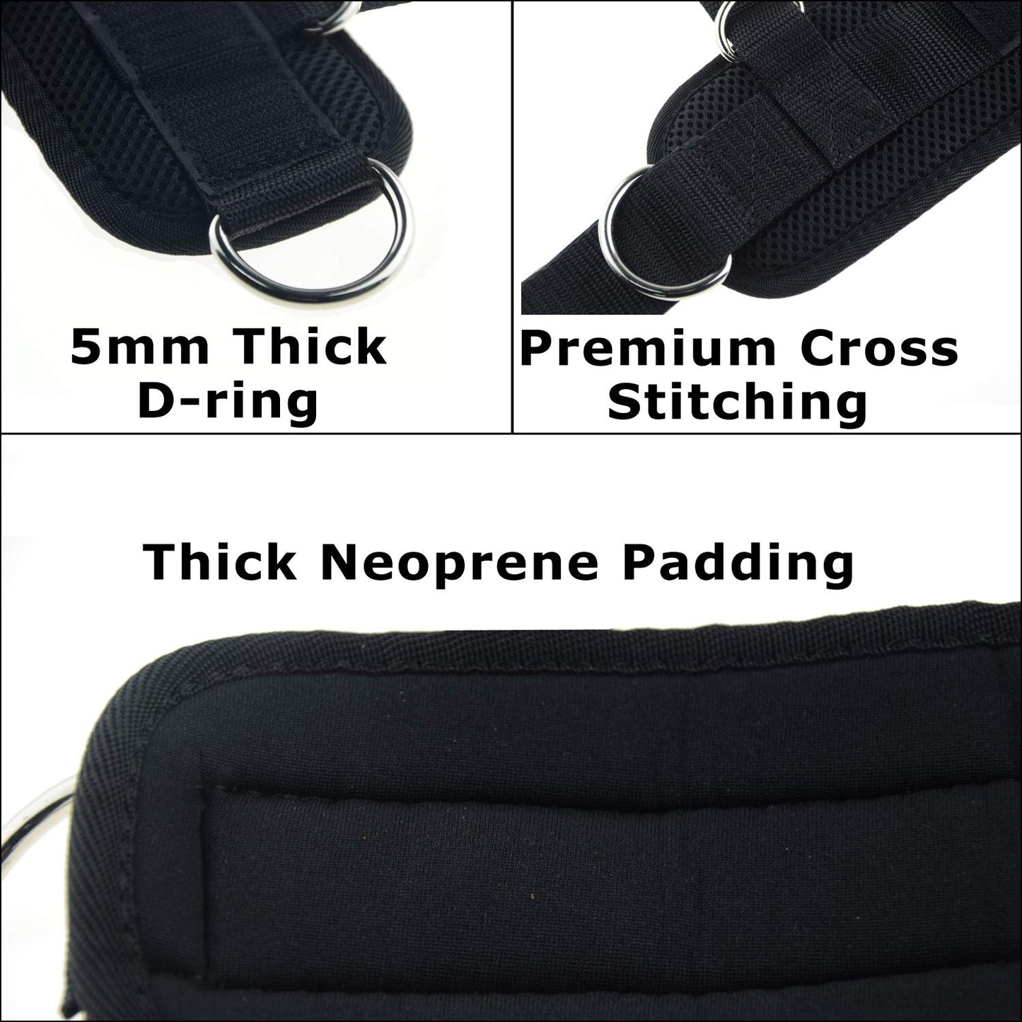 YCYU Upgrade Cable Machine Ankle Straps Fitness Cuffs for Men & Women, Neoprene Padded 4 D-Ring Heavy Duty Home Gym Cable Attachment for Glute Leg Butt Workout