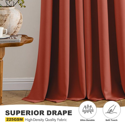 MIULEE Burnt Orange Blackout Curtains - Thermal Insulated Room Darkening Drapes | 96 Inches Long, 2 Panels