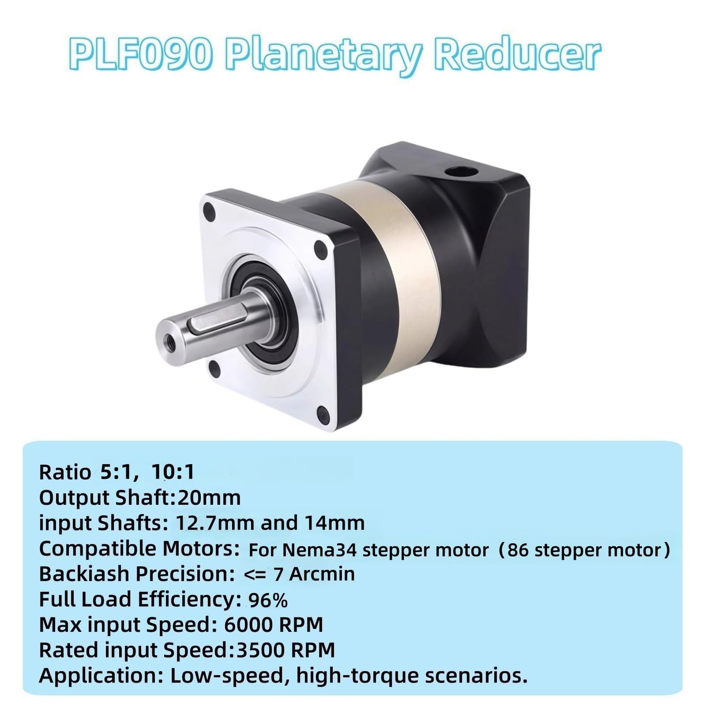 Planetary Gearbox Speed Reducer Gear Head Ratio 10:1 with Nema 34 86mm Closed Loop Stepper Motor SP Easy Servo 4.5 Nm 14mm Shaft 4A 1000rpm and 20-80V AC Steping Driver Kit