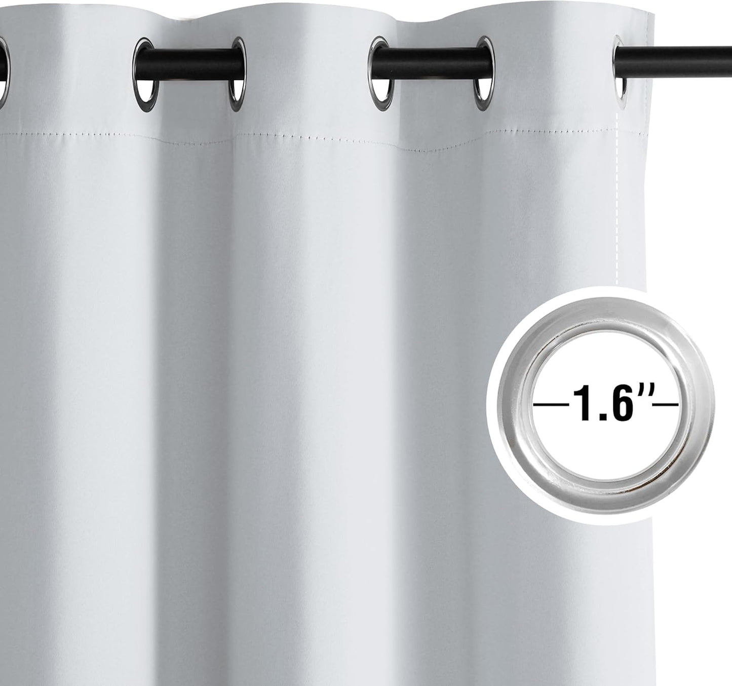 NICETOWN Room Darkening Curtains - Elegant Greyish White Drapery Panels, 52" x 84" Size