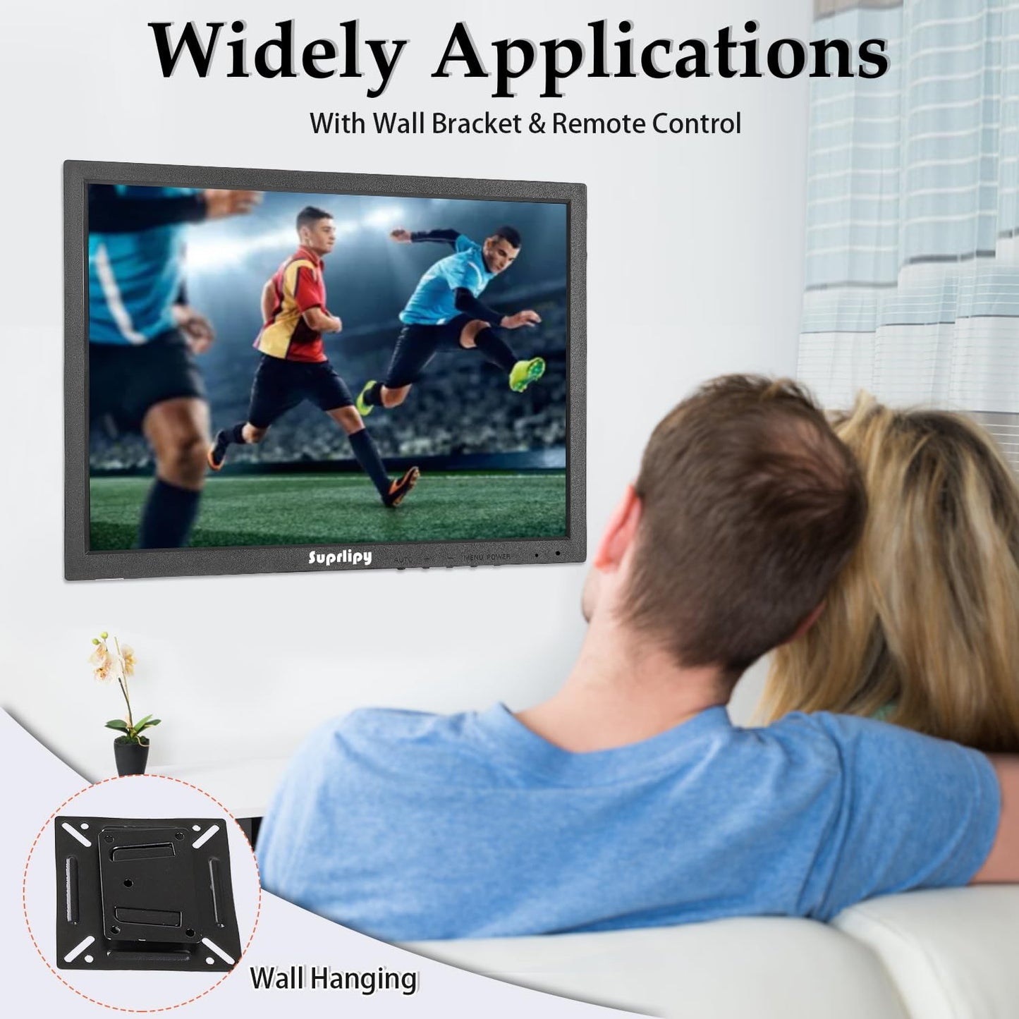 Suprlipy 14 Inch TFT LCD Security CCTV Monitor 1024x768 4:3 Resolution Color Display Screen with HDMI/VGA/BNC/AV Earphone Input Built-in Dual Speakers for Surveillance Camera DVR PC