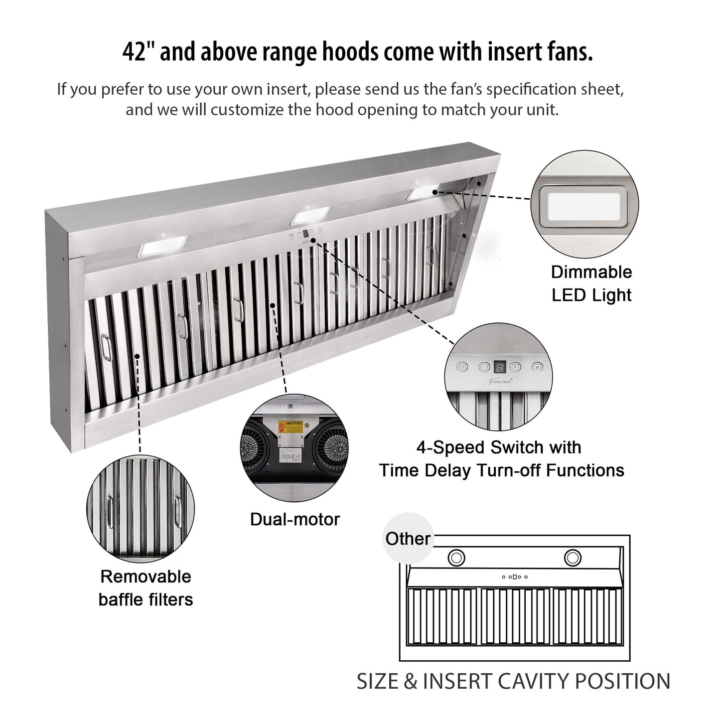 NAUXUS Custom Stainless Steel Range Hood, Handmade Kitchen Hood with Powerful Range Hood Insert, Classic Stove Vent Hood with Straps & Rivets, HSW31RCC#