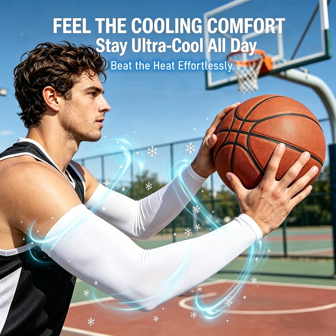 JUSDIQIR UV Sun Protection Cooling Arm Sleeves Compression,Outdoor Sports Compression Arm Sleeve for Men Women Teenager (Black 1 Pair)