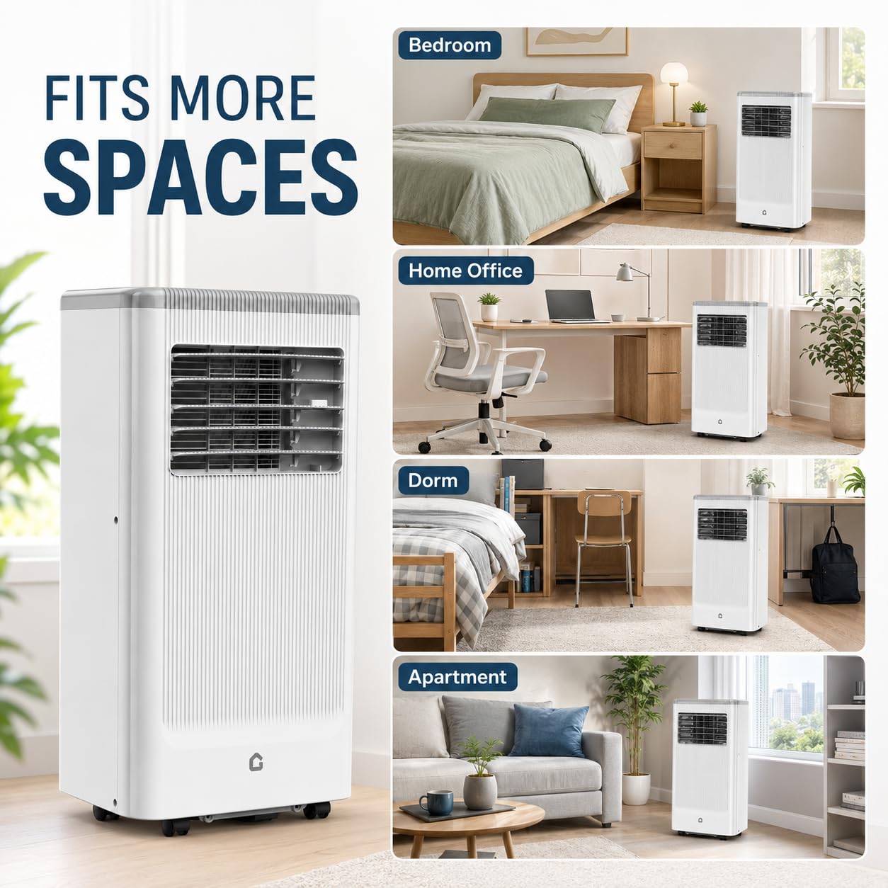 GarveeLife 8,000 BTU Portable Air Conditioner for Bedroom Office Dorm, Cools up to 350 Sq. Ft, 3-in-1 Compact AC Unit with Cooling, Dehumidifier, Fan Modes, Remote Control and Window Kit, White