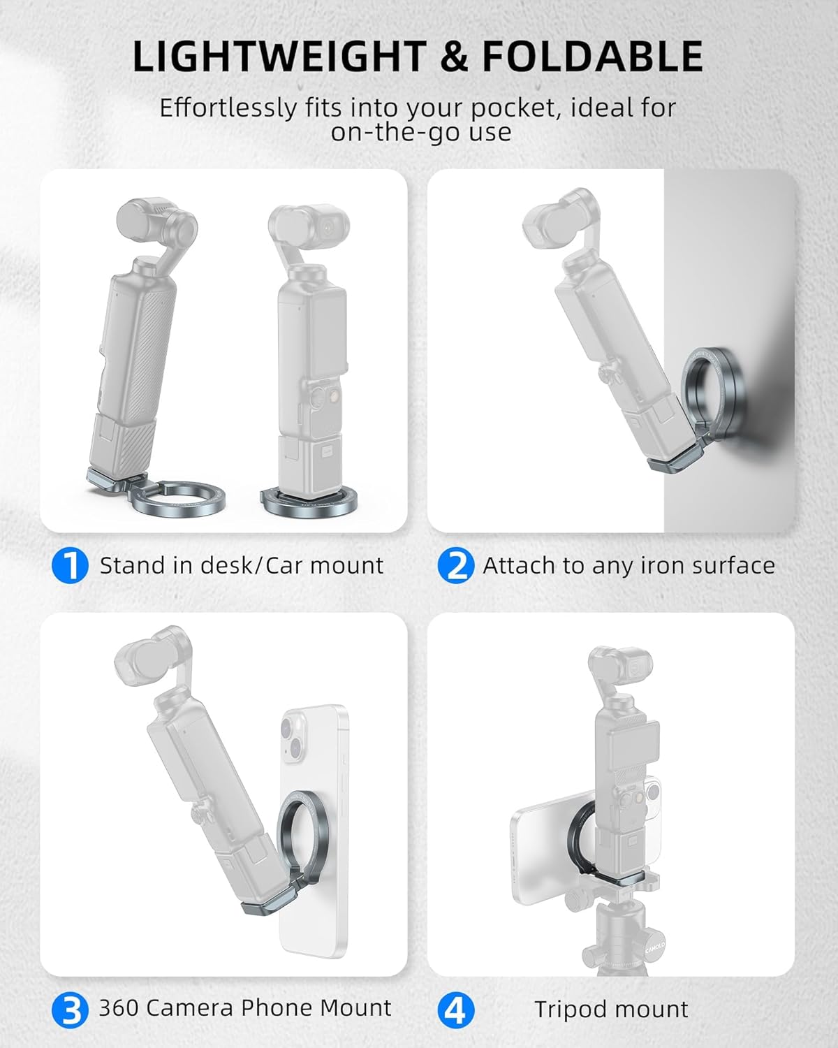 CAMOLO GEEK 3, MG-OP3 Pocket3 1/4-20, Magnetic Mount Stand Compatible with DJI Osmo Pocket Adapter Magnet Expansion