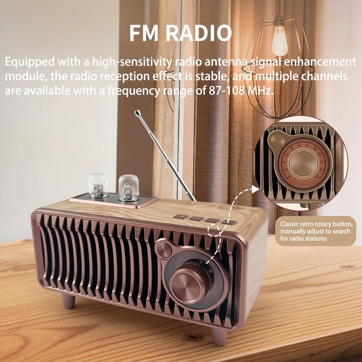 YIONGTAF AUX/USB/TF/MP3 Retro Portable Rechargeable FM Radio Bluetooth Speaker with Dual Speaker Stereo, Player, TWS