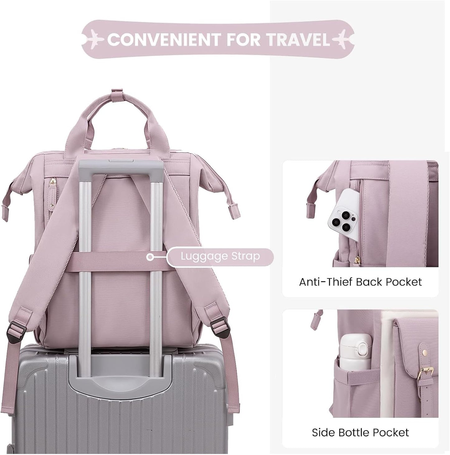 Backpack Backpacks Daypack,Purple 15.6in LOVEVOOK Laptop for Women, Teacher Nurse Bag Work Travel Computer Purse,Water