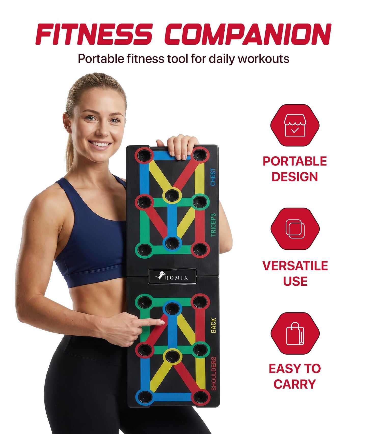 ROMIX Push Up Board for Men, Foldable Push Up Board, Multifunctional Pushup Stand, Muscle Board Rack Professional Strength Training Equipment for Man and Women at Home Gym Chest/Back/Abs Training