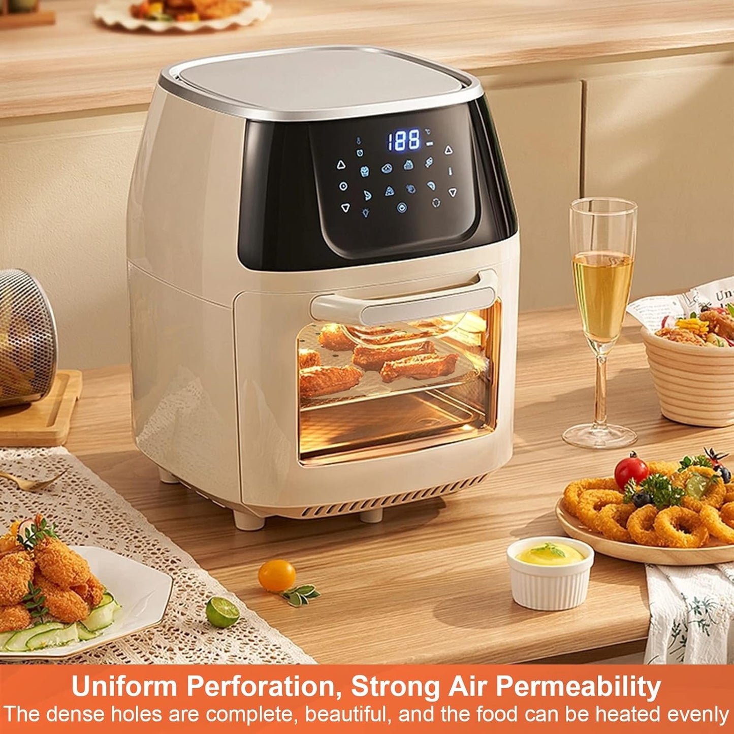 Numola 100 Pcs Air Fryer Liners - 9 Inch Perforated Parchment Paper for Non-Stick Baking & Steaming