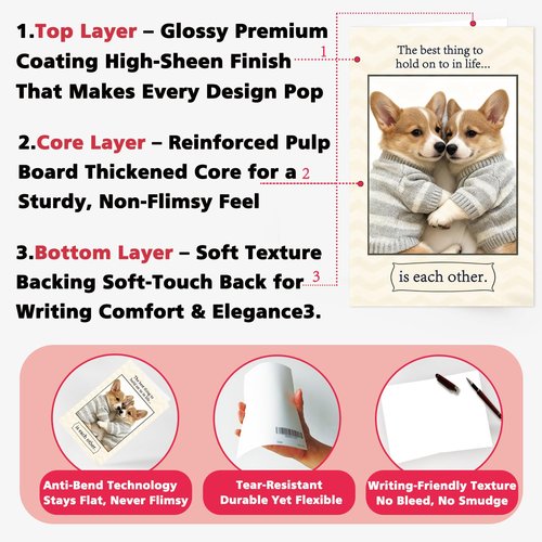 ICOOLYI Cute Dog Valentines Day Card for Husband, Wife, Boyfriend or Girlfriend – Romantic Valentines Gift for Him or Her
