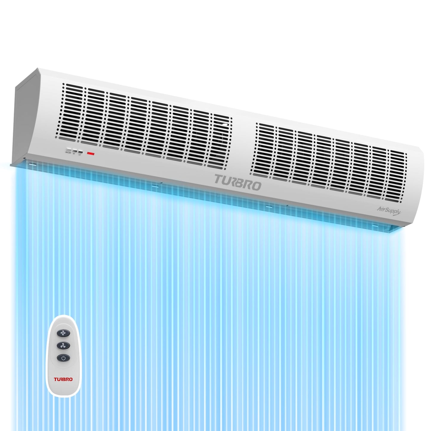 TURBRO 48-Inch Air Curtain Fan, Wall-Mounted Commercial Air Door with Magnetic Switch, 1530 CFM, Heavy-Duty Indoor Over Door Fan for Energy Efficiency, Dust, and Insect Control