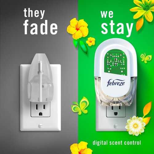 Febreze Plug-In Air Freshener Starter Kit - Gain Original Scent | Long-Lasting Odor Control with Warmer & 4 Refills