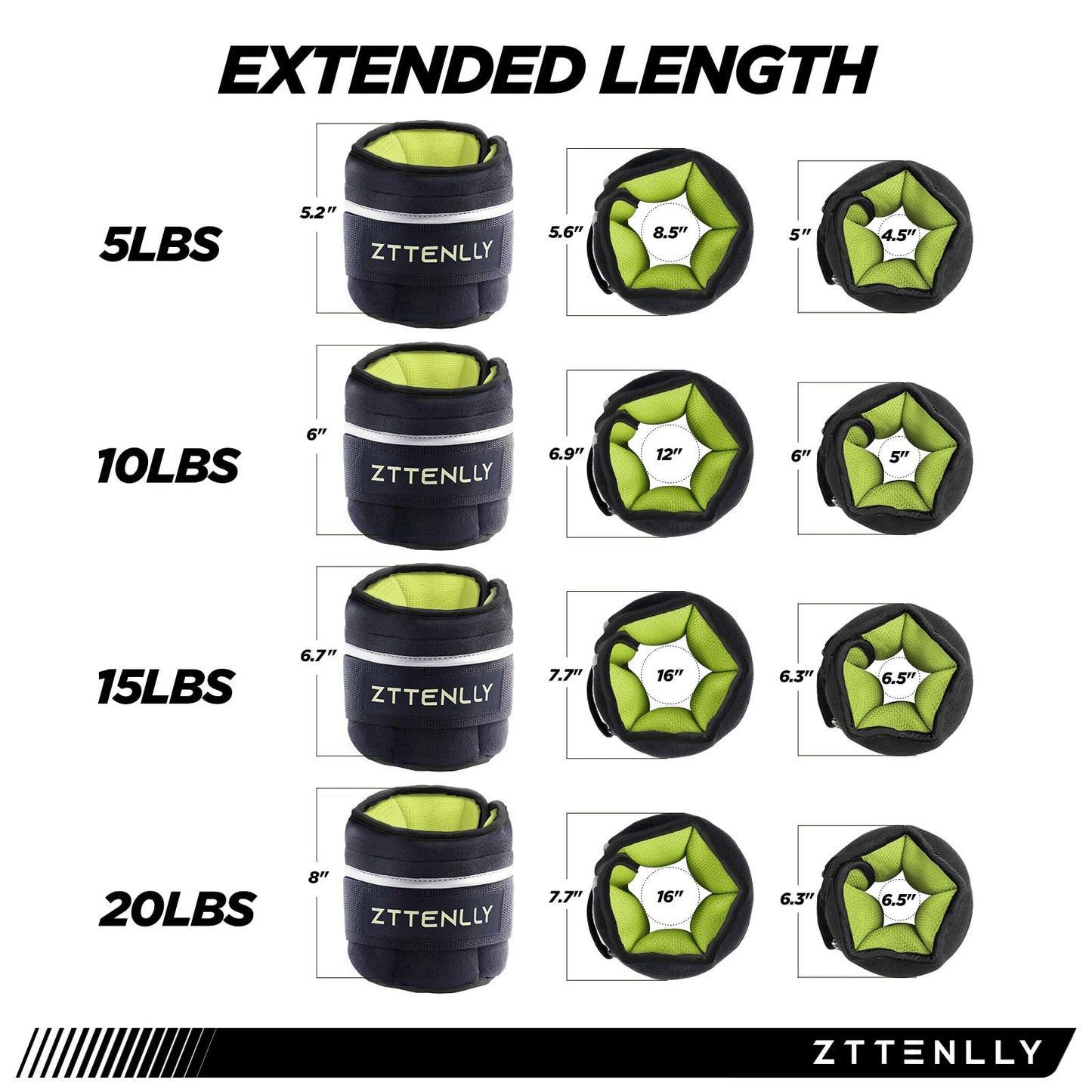 Adjustable Ankle Weights 1-5/10/15/20LBS Pair with Carry Bag - Breathable Fabrics, Reflective Trim - Strength Training Leg Wrist Arm Ankle Walking Weights Sets for Women Men Kids