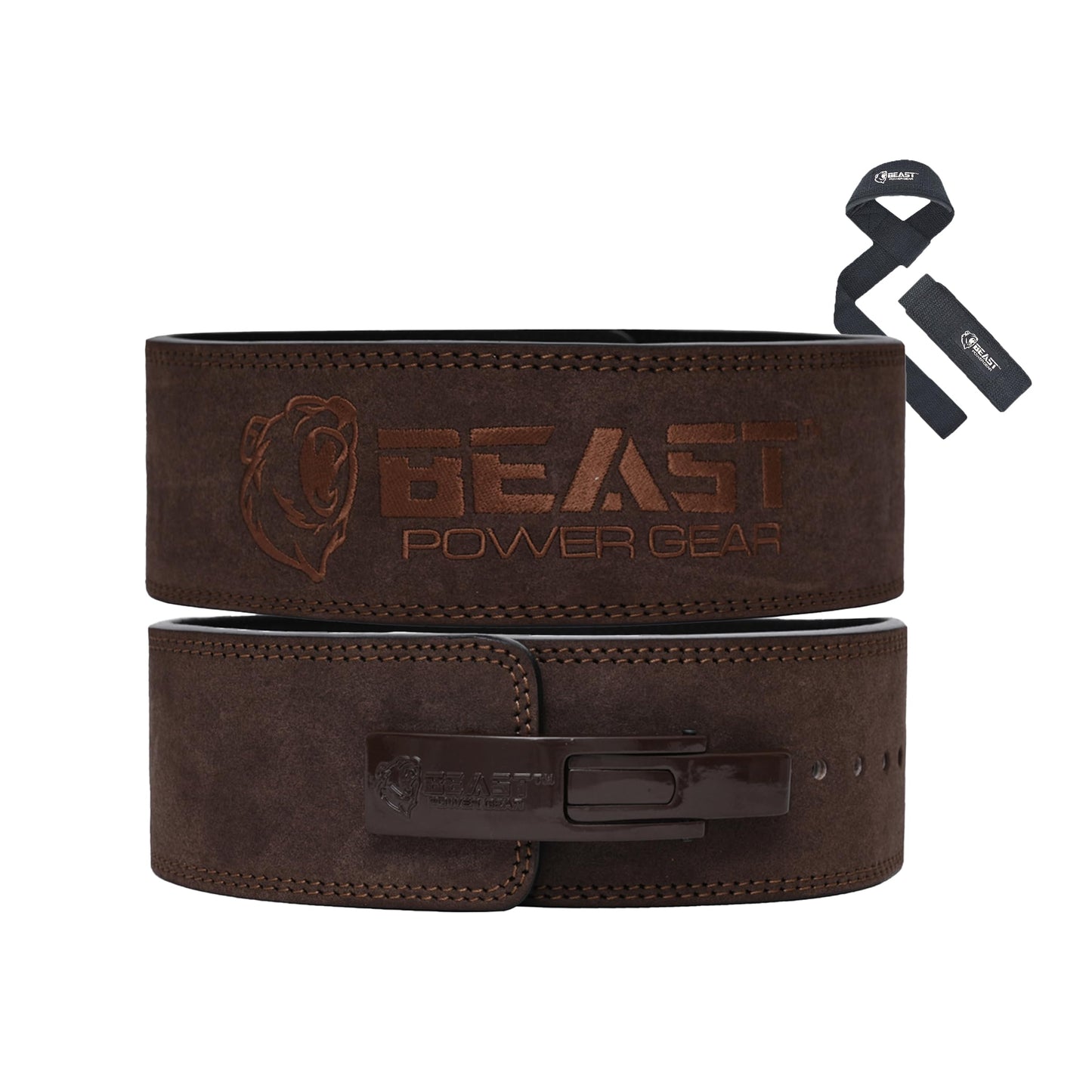 Beast Power Gear Weight Lifting Belt Lever Buckle 10MM 13MM Thick & 4 Inches Free Strap Weightlifting, Powerlifting, Deadlifts, Squats Men Women