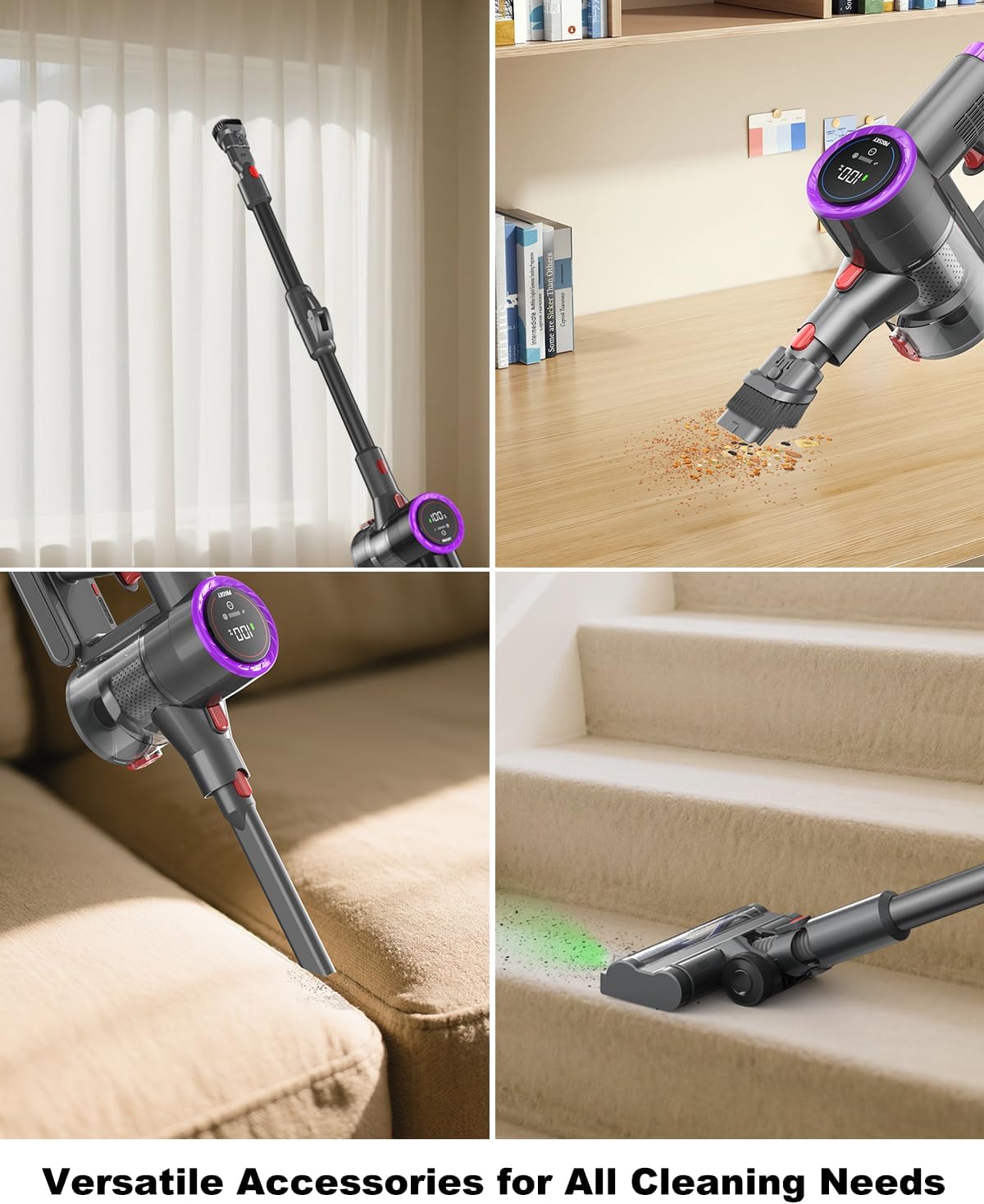 Skiennix Cordless Vacuum Cleaner - 550W Powerful Suction, Lightweight & Rechargeable for Pet Hair | Purple