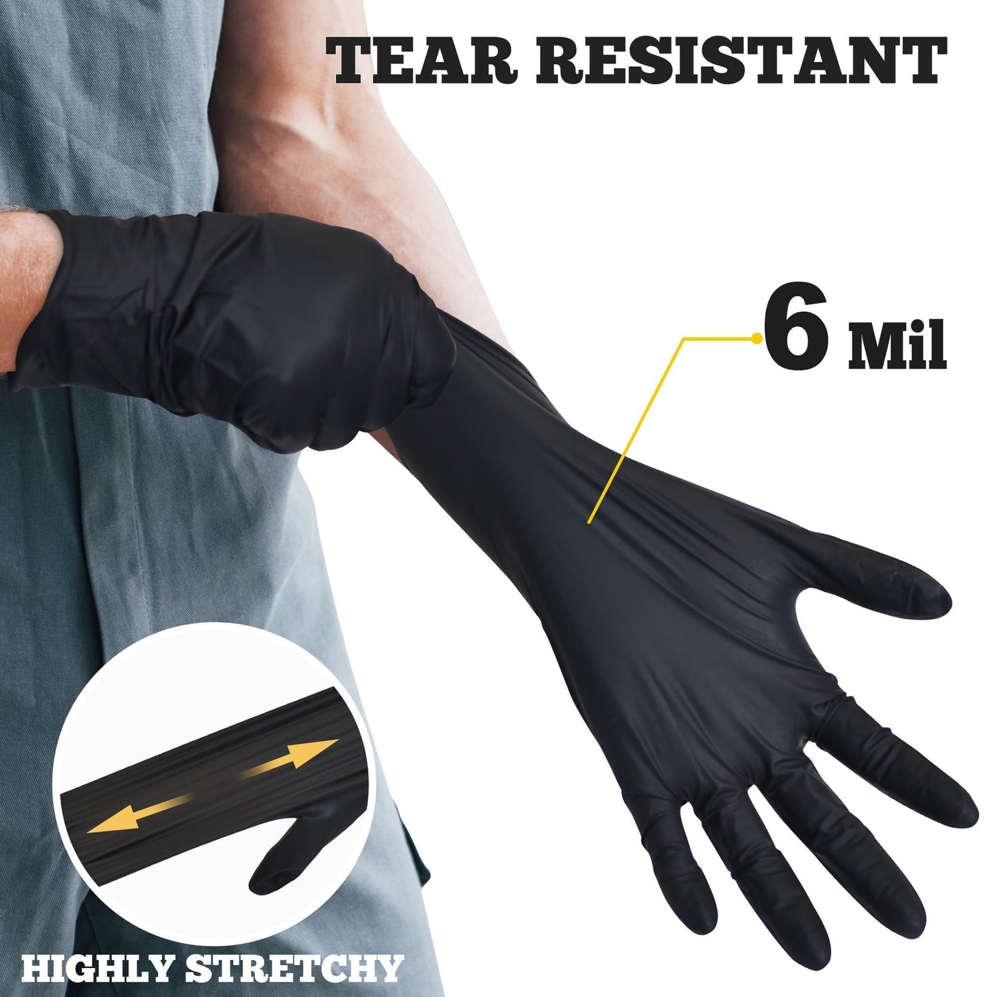 TitanFlex Disposable Nitrile Exam Gloves, 6-mil, Black, XL 1000-ct Case, Heavy Duty Disposable Gloves, Cooking, Mechanic, Latex Free, Food Safe