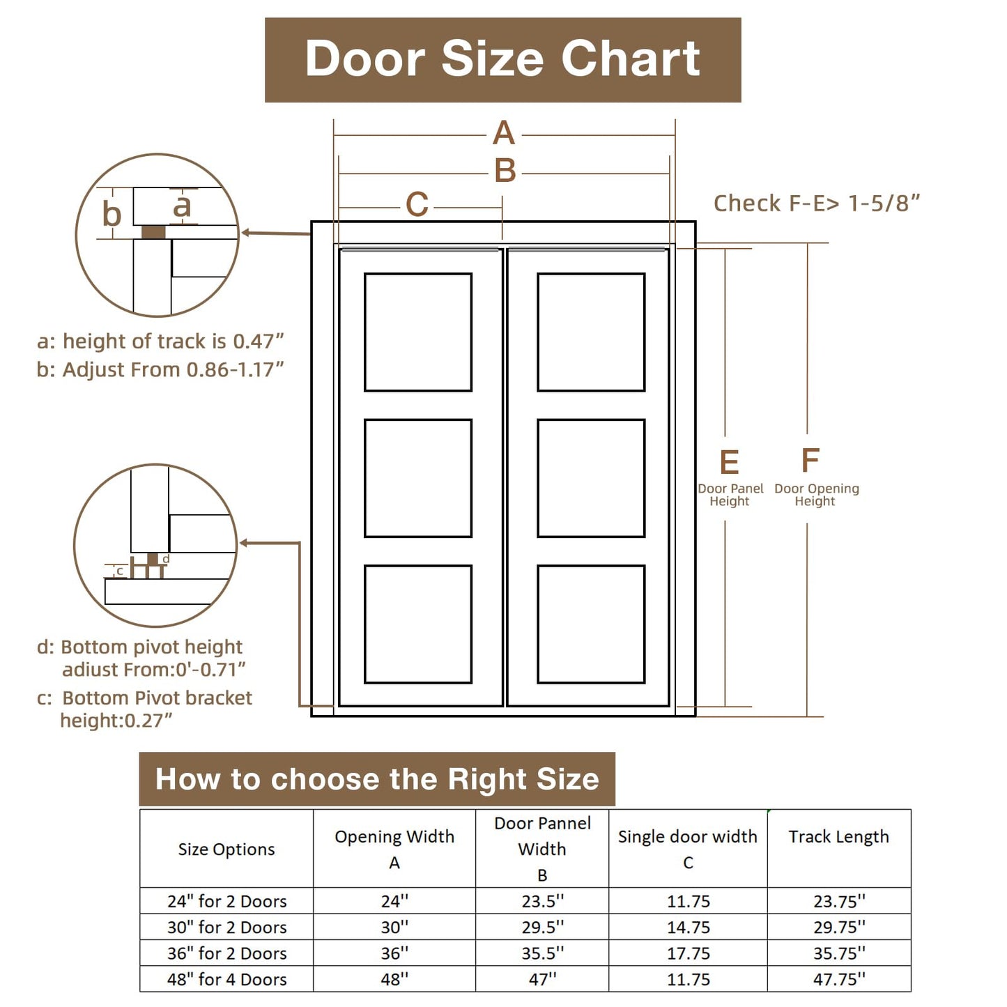 Bifold Door Hardware Kit, 30-Inch Bi-fold Closet Door Track Kit Bifold Closet Door Hardware Kit Folding Door Hardware Repair Replacement Tool Kit