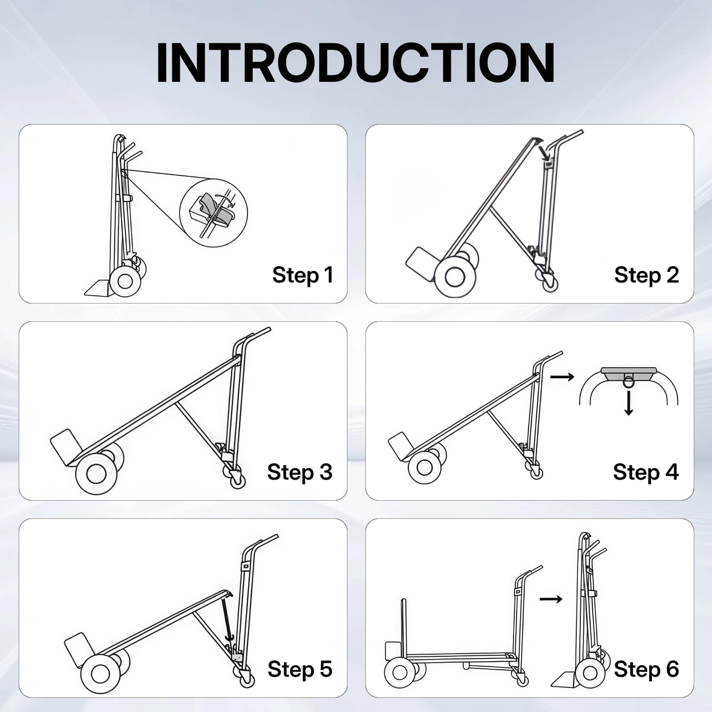 Heavy Duty Convertible Hand Truck – Heavy Duty Aluminum 3-in-1 Dolly, 770 lbs Capacity, 2x10 Solid Rubber Wheels, Folding Nose Extension, Ergonomic Anti-Slip Handle for Easy Transport