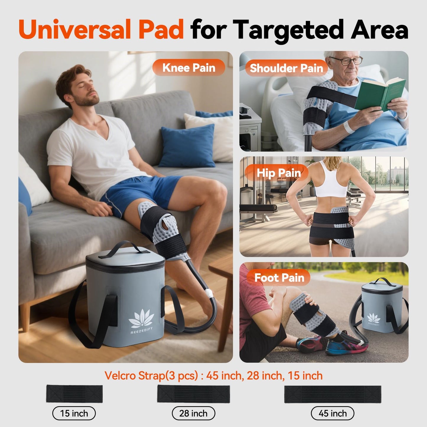 Reezedify Ice Machine for Knee Shoulder Hip After Surgery w/Compression, Cold Therapy Machine for Knee Replacement, Cryotherapy for Post Surgery Recovery, Ice Therapy Pack Wrap for Injuries